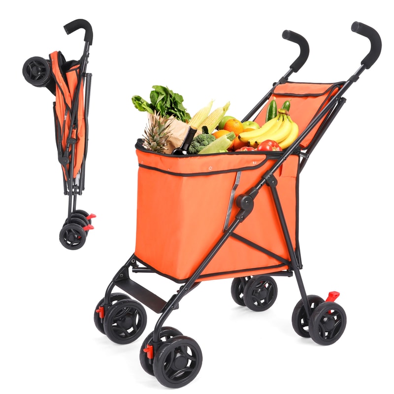Folding Shopping Cart Pet Stroller With Removable Basket 7