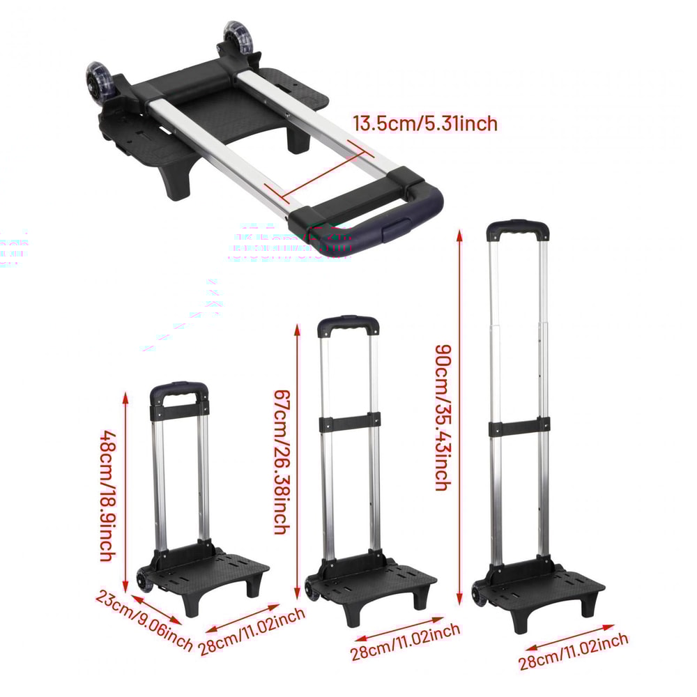 Backpack Trolley Foldable Luggage Cart with Telescopic Handle