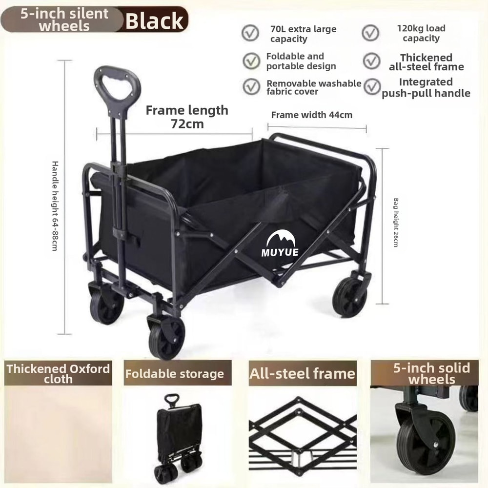 Heavy Duty Collapsible Wagon Cart With All Terrain Wheels For Camping Beach And Grocery Runs 4