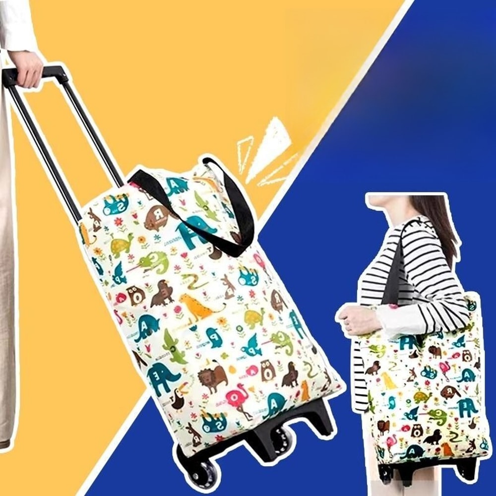 Foldable Shopping Cart With Wheels Portable Grocery Trolley Bag 1