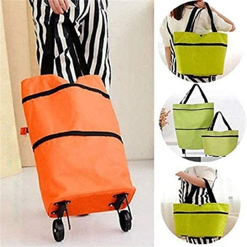 Foldable Shopping Trolley Bag With Wheels Portable Grocery Cart Tote 1