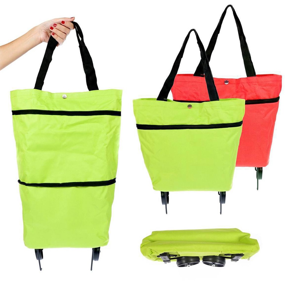 Foldable Shopping Trolley Bag With Wheels Portable Grocery Cart Tote 2