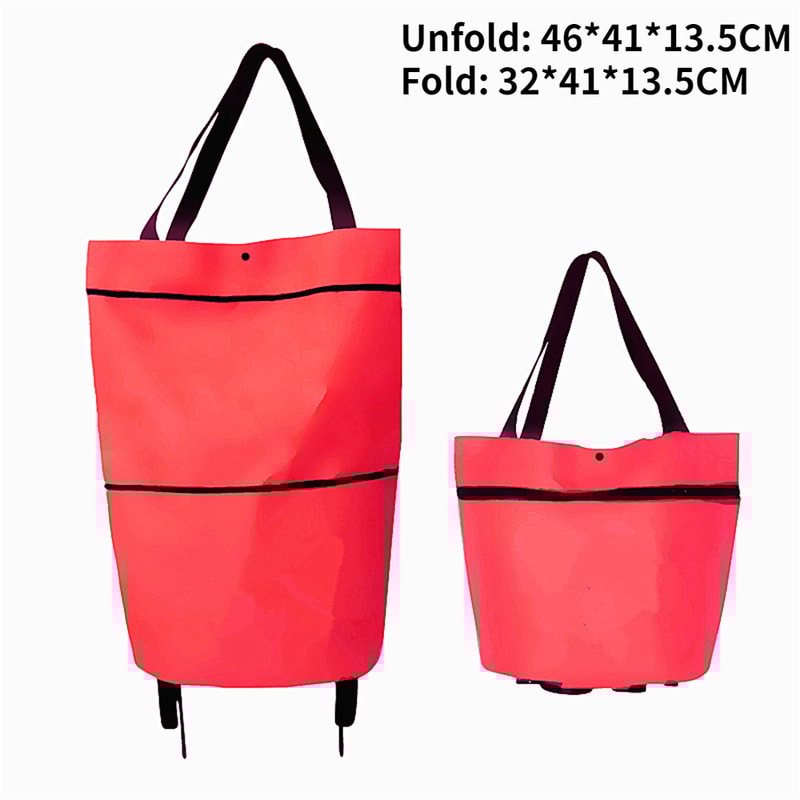 Foldable Shopping Trolley Bag With Wheels Portable Grocery Cart Tote 5
