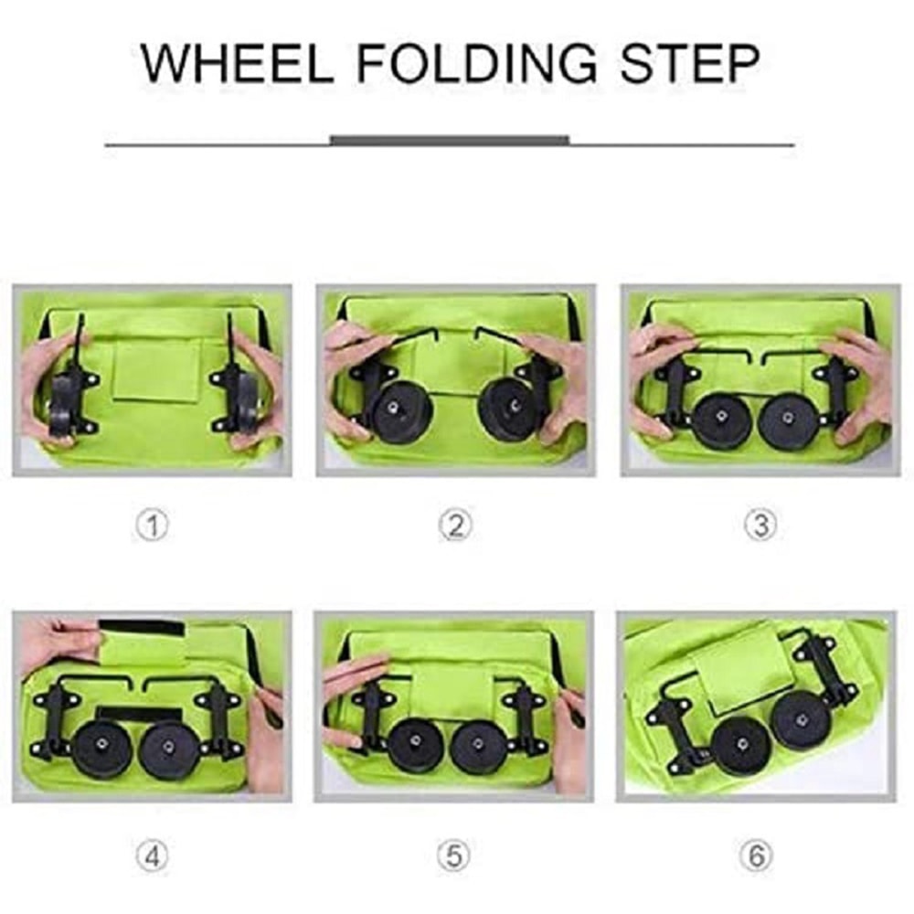 Foldable Shopping Trolley Bag With Wheels Portable Grocery Cart Tote 4