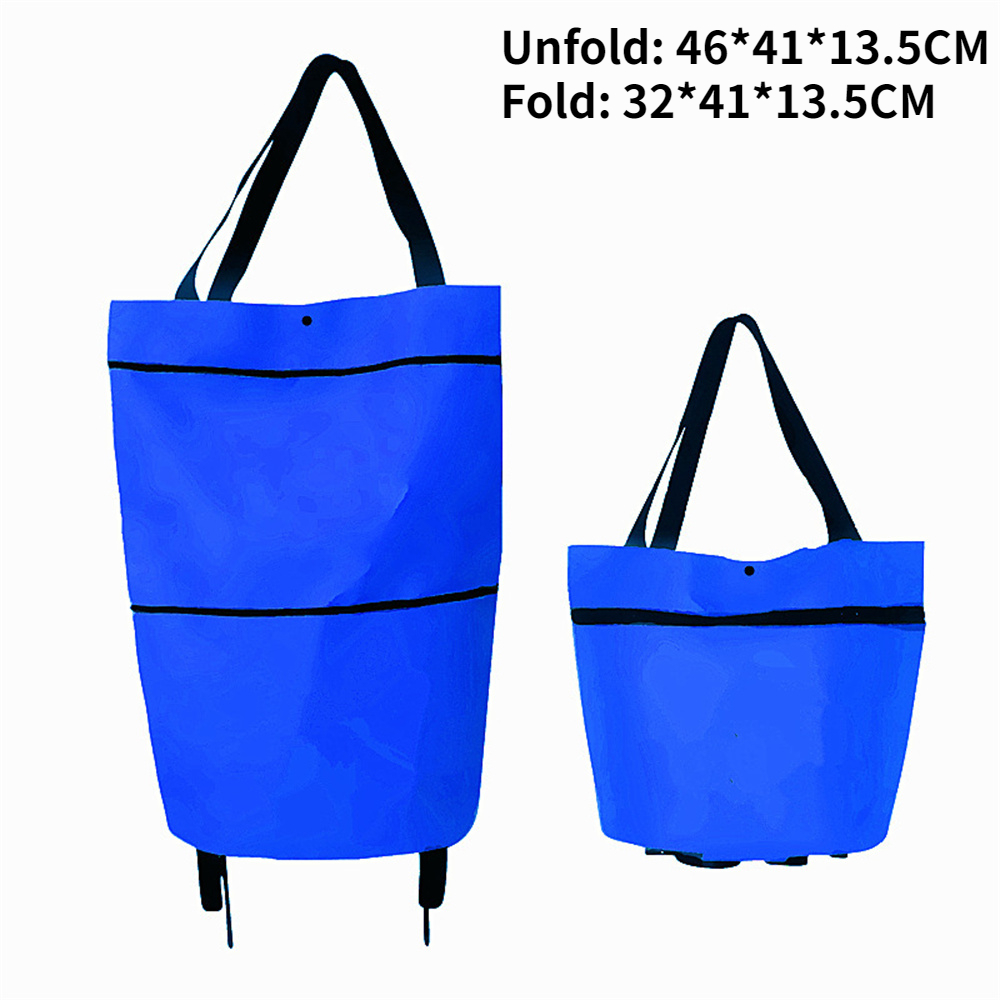 Foldable Shopping Trolley Bag With Wheels Portable Grocery Cart Tote 7