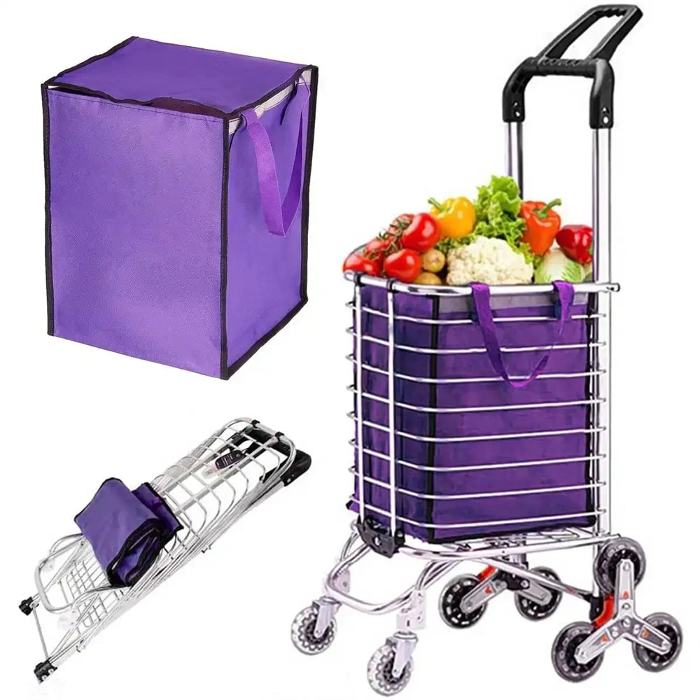 Stair Climbing Shopping Cart Folding Grocery Cart On Wheels 0