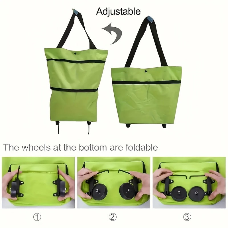 Foldable Shopping Trolley Bag with Wheels Waterproof Grocery Cart