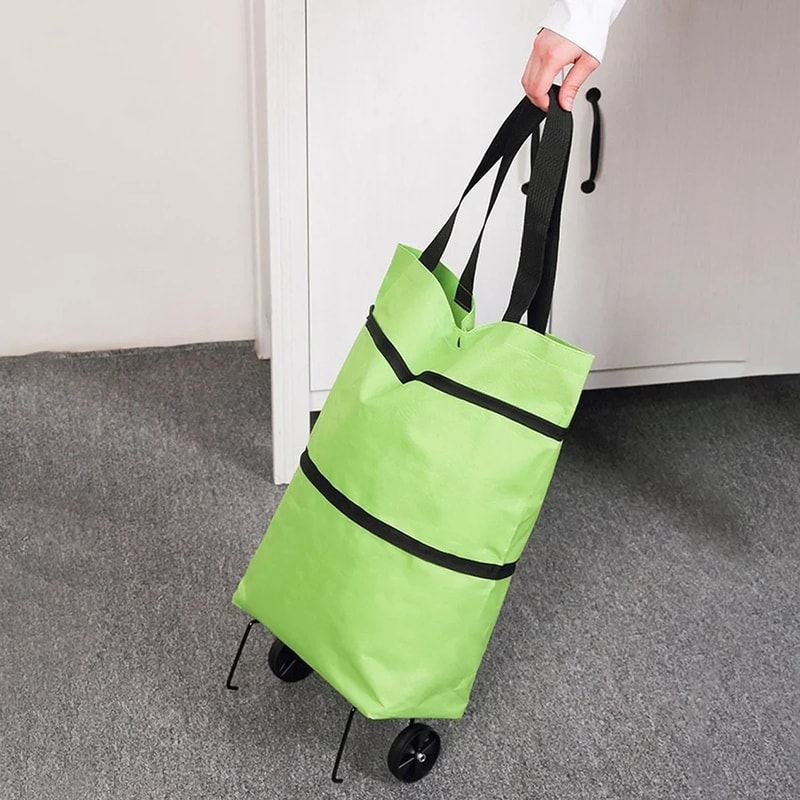 Foldable Shopping Trolley Bag with Wheels Waterproof Grocery Cart