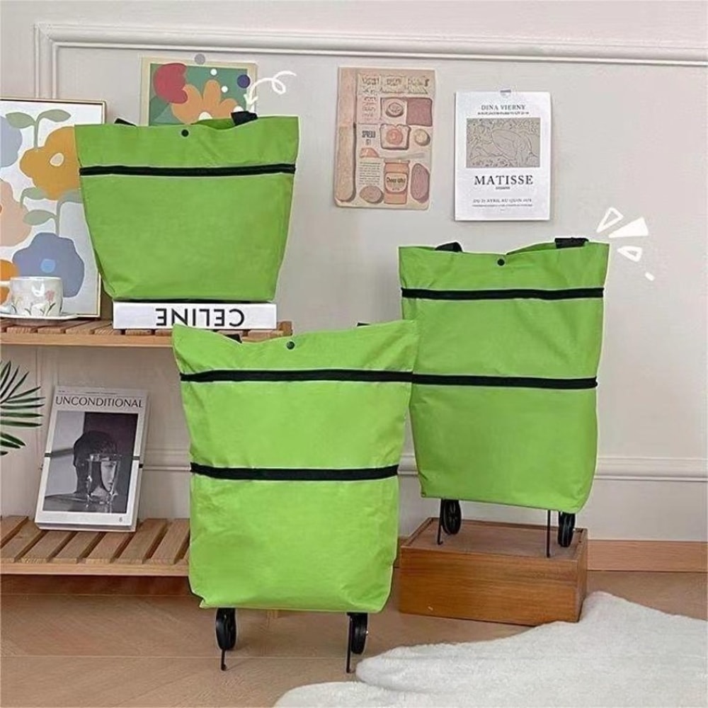 Foldable Shopping Trolley Bag With Wheels Lightweight Grocery Cart For Travel Laundry And Daily Err 3