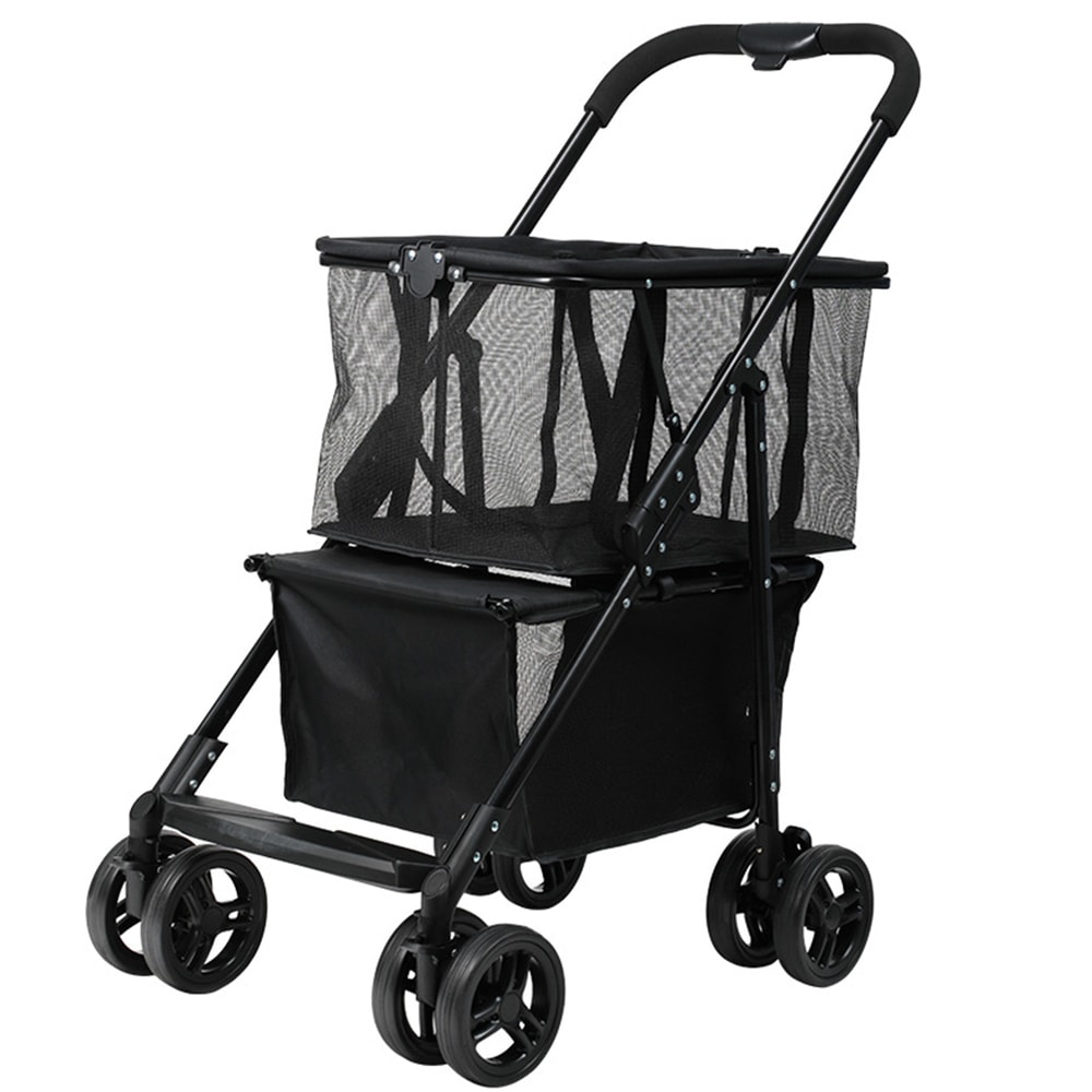 Foldable Shopping Cart with Removable Basket and Wheels for Groceries Laundry Camping