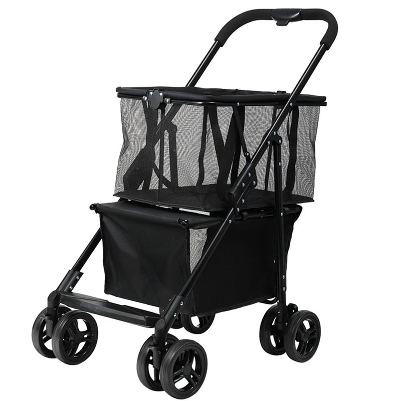 Foldable Shopping Cart with Removable Basket and Wheels for Groceries Laundry Camping