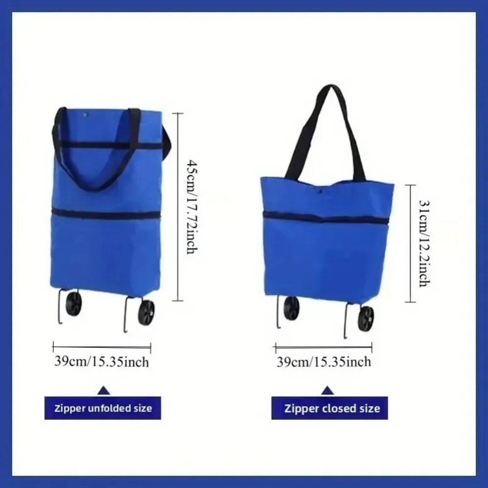 Compact Foldable Shopping Cart With Wheels Lightweight Portable Grocery Trolley 2