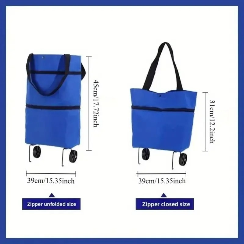 Compact Foldable Shopping Cart With Wheels Lightweight Portable Grocery Trolley 2