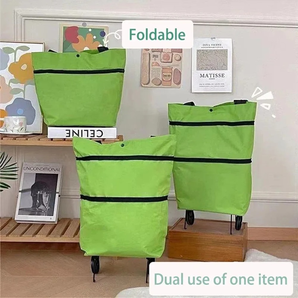 Foldable Shopping Cart With Wheels Reusable Grocery Bag 2