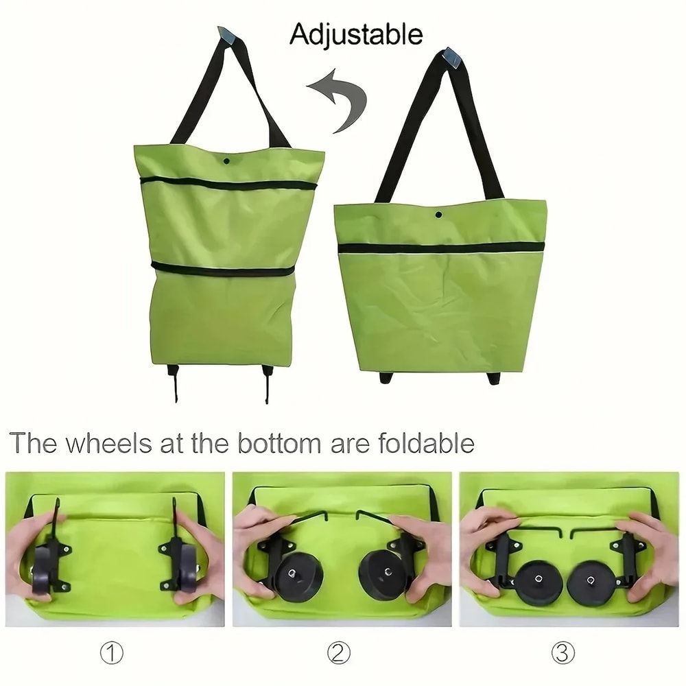 Foldable Shopping Cart With Wheels Reusable Grocery Bag 3