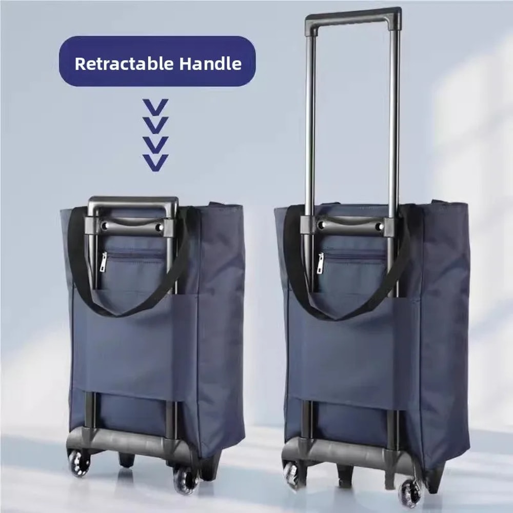 Foldable Shopping Cart Utility Trolley with Retractable Handle