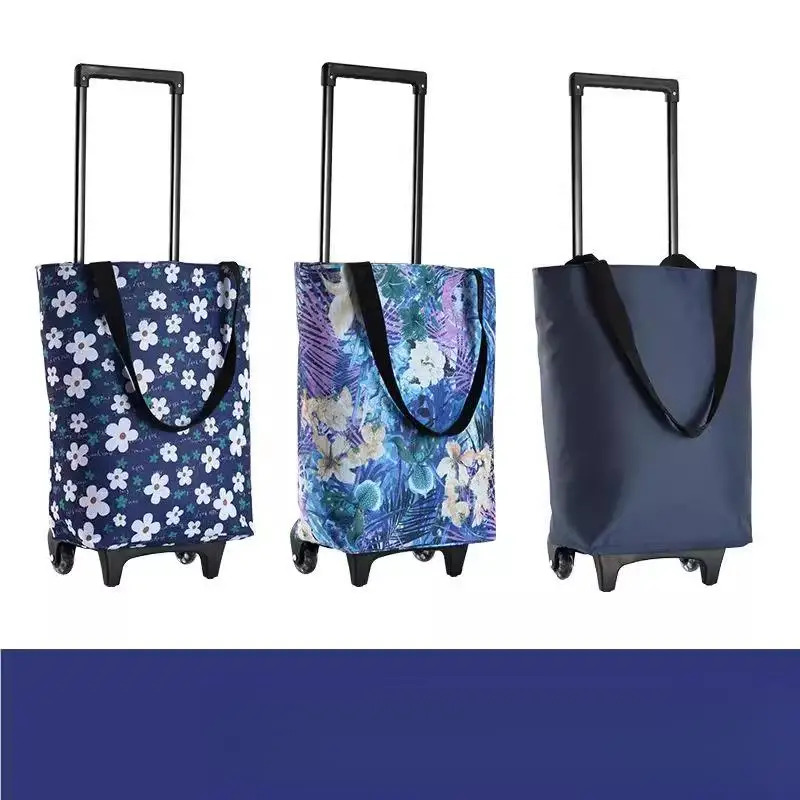 Foldable Shopping Cart Utility Trolley with Retractable Handle