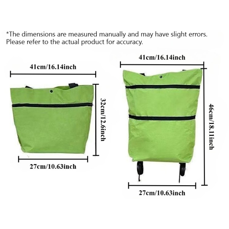 Foldable Shopping Cart With Wheels Lightweight Rolling Grocery Bag 2