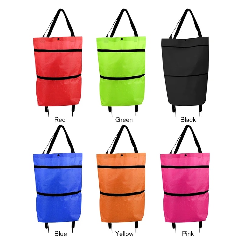 Foldable Shopping Trolley Bag With Wheels Waterproof Reusable Grocery Cart 0