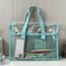 Large Clear Tote Bag Waterproof Transparent PVC Tote Bag with Mesh Pocket and Reinforced Handles