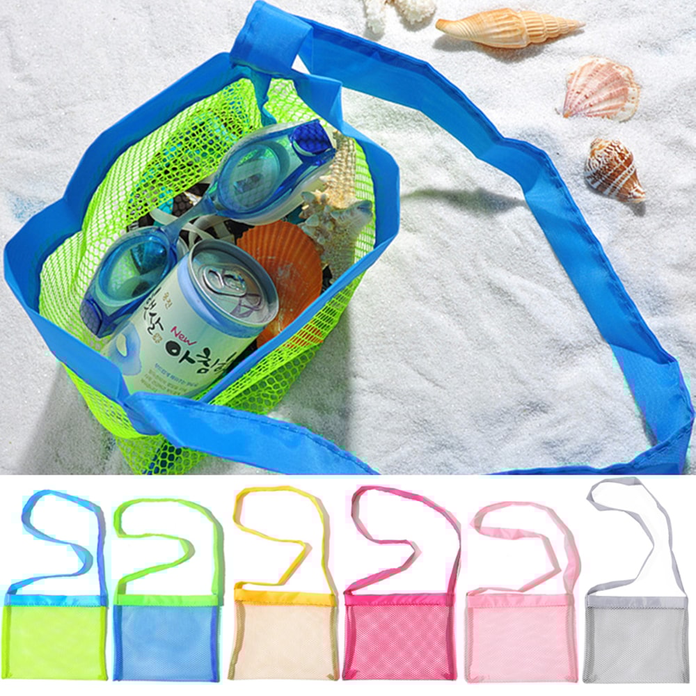 Kids Mesh Beach Bag for Shell Collecting and Beach Toy Storage