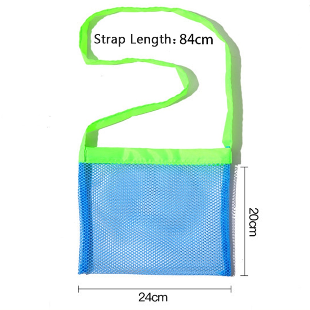 Kids Mesh Beach Bag for Shell Collecting and Beach Toy Storage