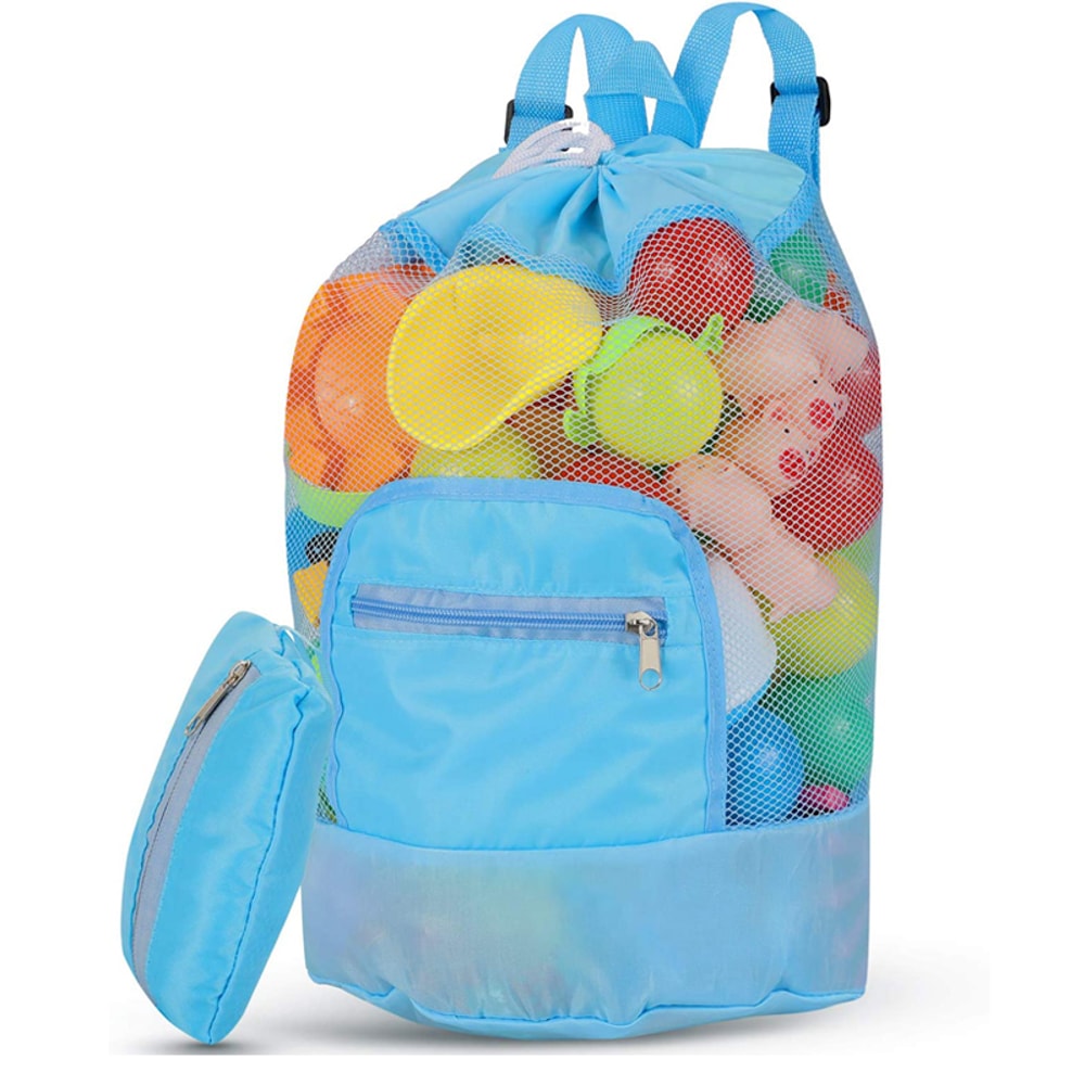 Kids Mesh Beach Toy Bag Foldable Shell Collecting Swim Backpack 0