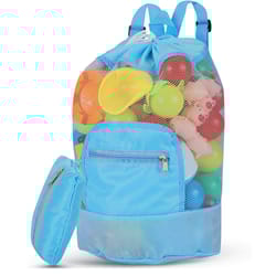 kids mesh beach toy bag foldable shell collecting swim backpack