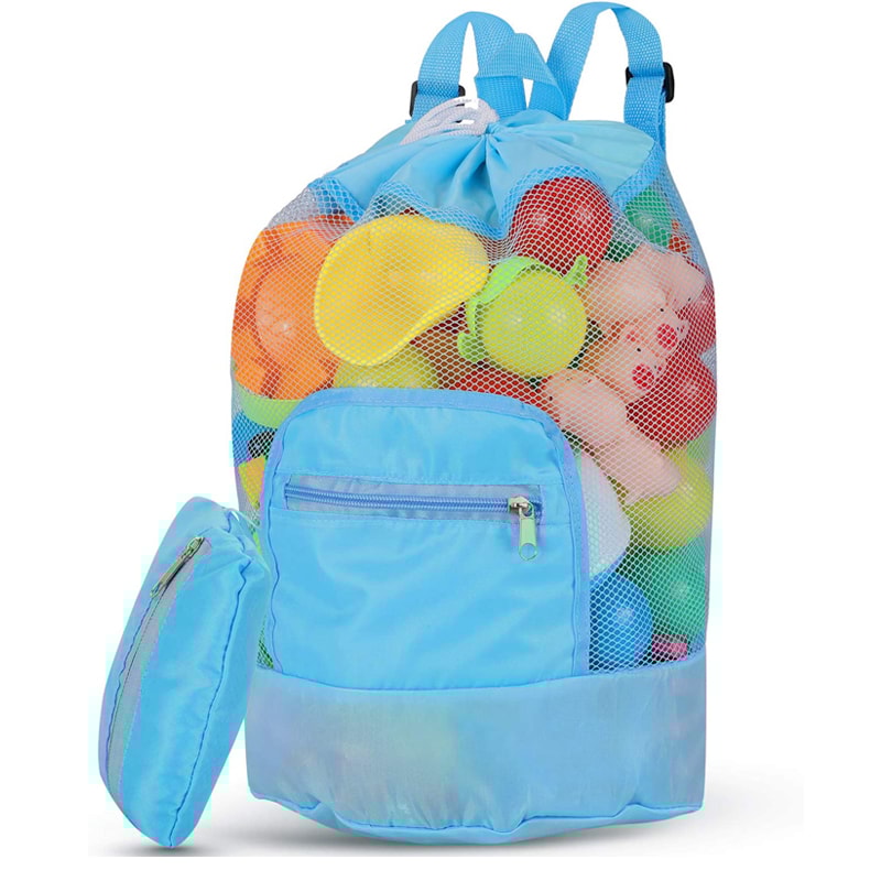 Kids Mesh Beach Toy Bag Foldable Shell Collecting Swim Backpack 0