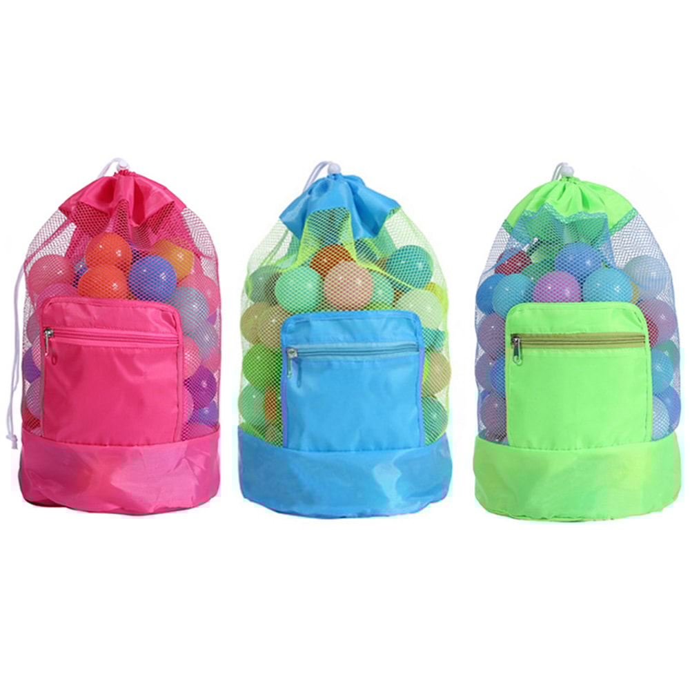 Kids Mesh Beach Toy Bag Foldable Shell Collecting Swim Backpack 1