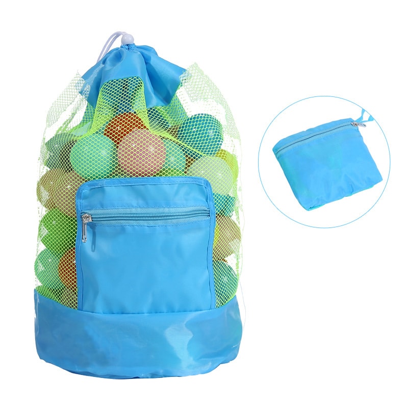 Kids Mesh Beach Toy Bag Foldable Shell Collecting Swim Backpack 7
