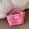 Candy Color Woven Beach Bag Summer Tote Picnic Basket Handbag 5