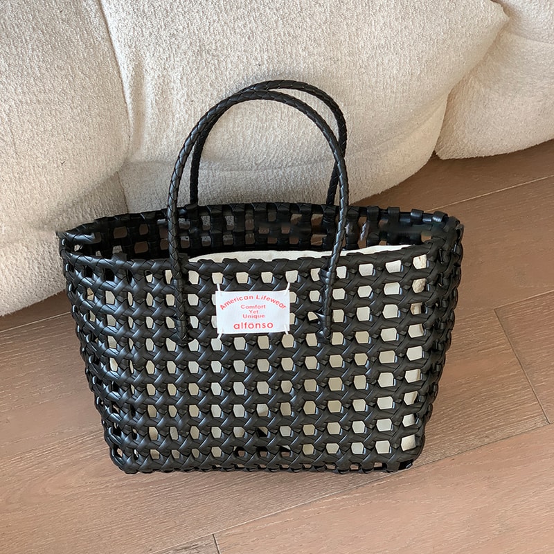 Candy Color Woven Beach Bag Summer Tote Picnic Basket Handbag 11