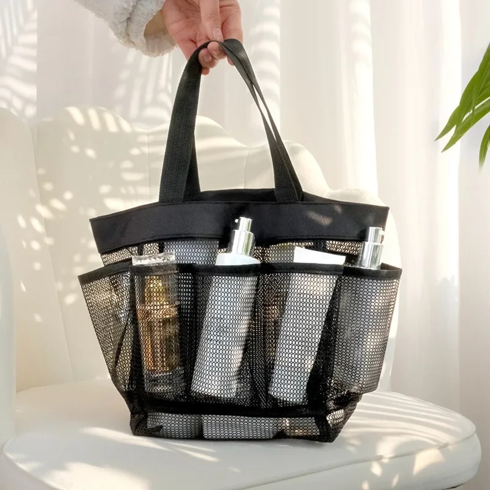 Quick Dry Mesh Shower Caddy Tote with Pockets for Dorm, Beach and Travel