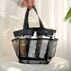 quick dry mesh shower caddy tote with pockets for dorm, beach and travel