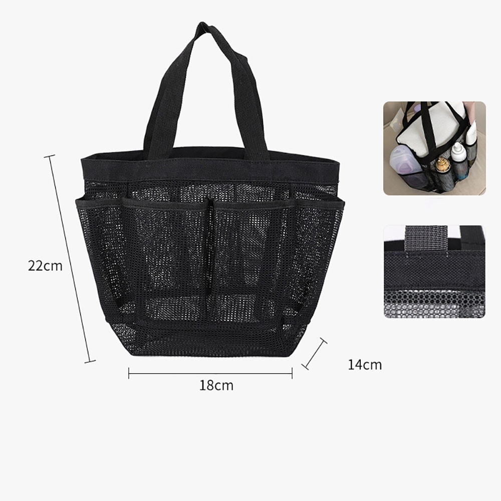 Quick Dry Mesh Shower Caddy Tote with Pockets for Dorm, Beach and Travel