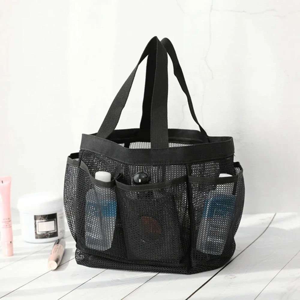 Quick Dry Mesh Shower Caddy Tote with Pockets for Dorm, Beach and Travel
