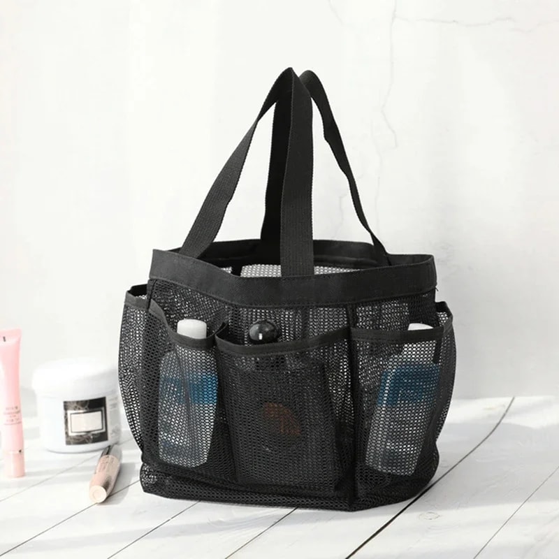 Quick Dry Mesh Shower Caddy Tote with Pockets for Dorm, Beach and Travel