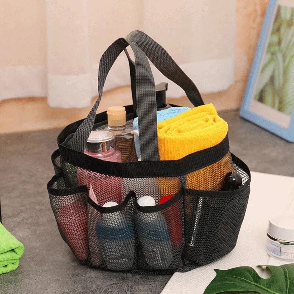 Quick Dry Mesh Shower Caddy Tote with Pockets for Dorm, Beach and Travel