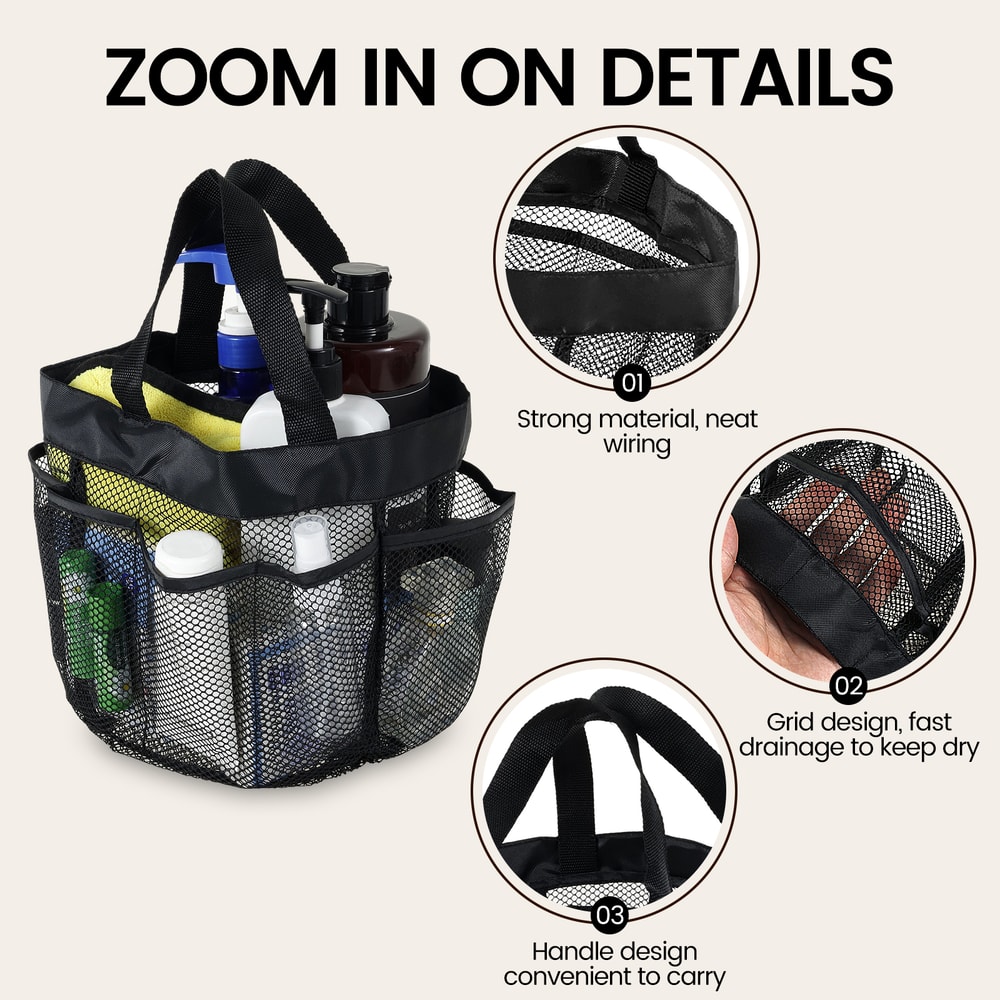 Quick-Dry Mesh Shower Caddy Tote Portable Shower Bag for Dorm Gym Travel