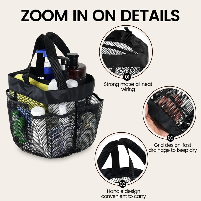 Quick-Dry Mesh Shower Caddy Tote Portable Shower Bag for Dorm Gym Travel