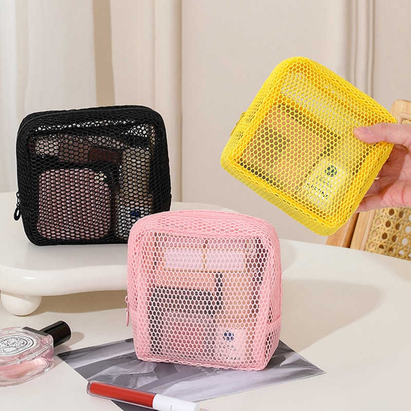 Mini Mesh Makeup Bag Zipper Cosmetic Pouch For Travel And Everyday Essentials 0