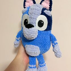 Handmade crochet bluey toy socks perfect gift for kids. Adorable and cuddly, this unique toy will bring joy to any child