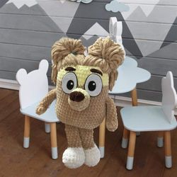 Handmade crochet dog style bluey perfect gift for kids. Adorable and cuddly, this unique toy will bring joy to any child