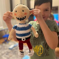 Handmade crochet toy of the character David from David Shannon's book. Perfect gift for kids, bringing the story to life