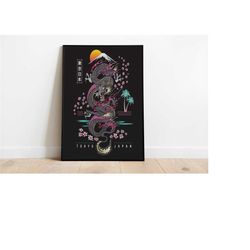 japanese art poster print | black dragon poster
