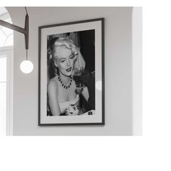 marilyn monroe drinking martini poster, bar cart print,