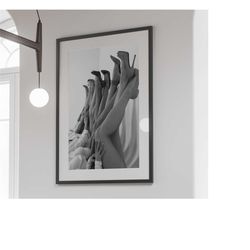 high heels print, feminist poster, black and white