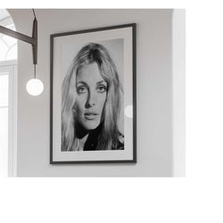 sharon tate poster, fashion print, black and white,