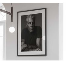 anthony bourdain print, black and white, vintage photo,